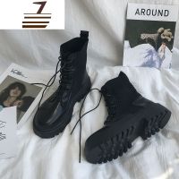 尗卡马丁靴子女2020新款薄款英伦配裙子穿的瘦瘦靴透气内增高港味女士靴子