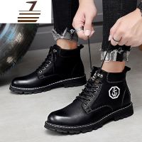 尗卡马丁靴男高帮男鞋加绒雪地靴棉鞋男英伦风中帮短靴子男工装靴