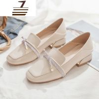 尗卡2020新款高跟鞋晚晚鞋仙女风中跟平底方头单鞋女英伦小皮鞋女