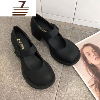 尗卡乐福单鞋女2020新款高跟鞋韩版百搭日系小皮鞋