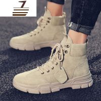 尗卡男鞋新款2020工装靴子男短靴高帮鞋百搭英伦风男士马丁靴潮鞋