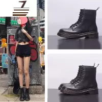 尗卡经典帅气马丁靴女百搭新款港味瘦瘦靴英伦软真皮大码小短靴子女士靴子