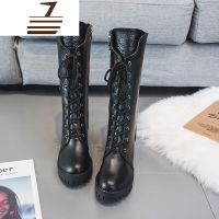 尗卡靴子女新款粗跟高跟中筒靴英伦百搭瘦脚马丁靴直筒机车靴女士靴子