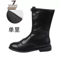 尗卡靴马丁靴女英伦风2020新款网红靴子白色内增高前拉链短靴女士靴子