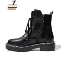尗卡马丁靴新款帅气英伦风黑色显瘦百搭加绒机车短靴子女ins女士靴子