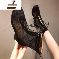 尗卡马丁靴女英伦风2020薄款百搭瘦瘦靴波点网纱透气靴子女短靴女士靴子