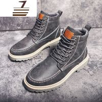 尗卡马丁靴男高帮鞋皮靴工装靴黑色百搭中帮短靴子男厚底潮鞋