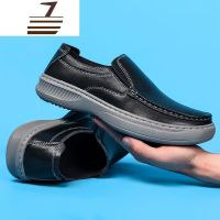 尗卡休闲皮鞋男潮流韩版真皮英伦开车浅口懒人鞋一脚蹬双层皮男鞋