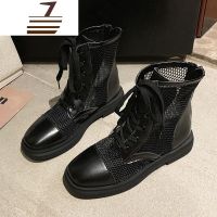 尗卡英伦风马丁靴女新款款网红短靴瘦瘦靴子平底百搭镂空凉靴潮女士靴子