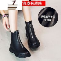 尗卡马丁靴女英伦风2020新款单靴百搭前拉链短靴真皮瘦瘦靴子短筒女士靴子