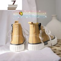 尗卡姜奶色高帮潮鞋子女2020新款网红女鞋超火百搭韩版ins帆布鞋