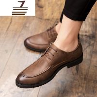尗卡男士商务休闲皮鞋男英伦内增高婚礼正装青年新郎婚鞋韩版潮鞋棕色休闲鞋