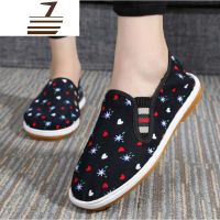 尗卡台州布鞋男纯黑色手工小碎花多工作鞋徒步休闲懒人帆布鞋