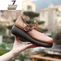 尗卡森系软底女鞋2020新款小皮鞋英伦风松糕鞋真皮摇摇鞋厚底单鞋