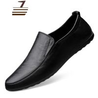 尗卡豆豆鞋男真皮商务休闲鞋皮鞋英伦潮流软底男鞋一脚蹬懒人爸爸鞋