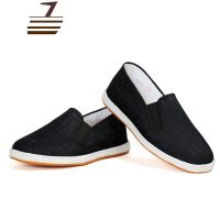尗卡男牛筋底时尚牛仔布千层底开车鞋青年男鞋一脚蹬懒人鞋帆布鞋