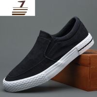 尗卡帆布鞋男鞋透气潮鞋休闲一脚蹬懒人鞋子百搭板鞋