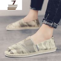 尗卡透气亚麻渔夫帆布男鞋一脚蹬懒人潮鞋休闲豆豆软底布鞋帆布鞋