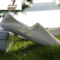 尗卡男士鞋子潮鞋男鞋透气网鞋亚麻布鞋一脚蹬懒人鞋休闲鞋