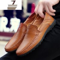 尗卡单鞋真皮豆豆鞋男士软面皮休闲皮鞋韩版驾车懒人一脚蹬软底男鞋子休闲鞋
