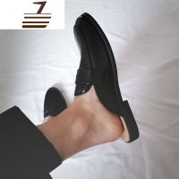 尗卡英伦黑色乐福原宿ulzzang小皮鞋包头网红ins半拖鞋韩版凉拖潮男鞋