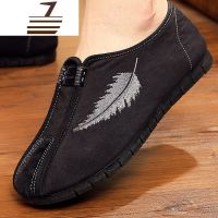 尗卡新款一脚蹬休闲男鞋复古中国风透气百搭刺绣潮鞋子休闲鞋