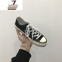 尗卡2020新款70s帆布鞋女韩版学生原宿风ulzzang1992鞋黑色港味鞋