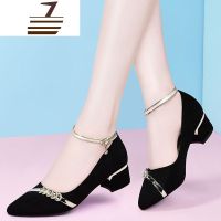 尗卡单鞋2020年新款洋气四季款皮鞋粗跟高跟鞋女鞋子