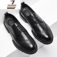 尗卡小皮鞋男韩版潮流商务正装英伦休闲鞋西装工作婚礼黑色内增高男鞋