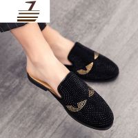 尗卡男鞋子一脚蹬乐福鞋韩版潮流英伦小皮鞋无后跟懒人潮鞋半拖鞋