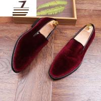 尗卡皮鞋男韩版潮流乐福鞋一脚蹬夜店复古单鞋素面潮流铆钉休闲男鞋