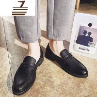 尗卡乐福鞋男英伦商务休闲一脚蹬西装皮鞋时尚套脚豆豆鞋复古尖头男鞋