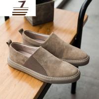 尗卡日系街头套脚一脚蹬乐福鞋男士韩版潮流平底懒人鞋青年反绒休闲鞋