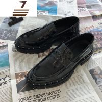 尗卡四季款英伦风个性亮面懒人套脚皮鞋发型师男士厚底增高鞋乐福鞋男士靴子