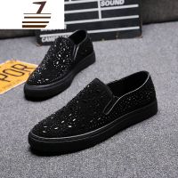 尗卡欧洲站乐福鞋男潮百搭一脚蹬男鞋子休闲懒人铆钉鞋英伦男士休闲鞋