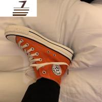 尗卡韩国街拍万年经典款百搭复古1970s复刻橘色高帮帆布鞋女