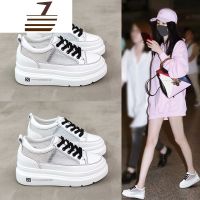 尗卡内增高小白鞋女2020新款百搭真皮透气网面厚底松糕板鞋配裙子休闲鞋