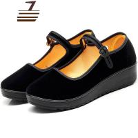 尗卡工作鞋加厚底女鞋黑色一带鞋款妈妈鞋 工装 酒店鞋休闲鞋