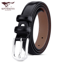 七匹狼女士皮带真皮黑色时尚百搭ins风装饰配裙子牛仔裤腰带细针扣女式裤带