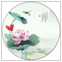 红绿蓝博艺新中式禅意荷花装饰画入户玄关现代中式挂画餐厅家和富贵风水吉祥壁画50x50cm