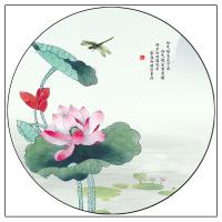 红绿蓝博艺新中式禅意荷花装饰画入户玄关现代中式挂画餐厅家和富贵风水吉祥壁画60x60cm