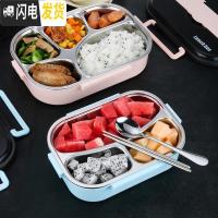 三维工匠上班族304不锈钢饭盒 分隔型保温带盖便携餐盒可爱学生便当盒 大号5格粉色带勺筷+保温袋