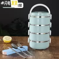 三维工匠多层保温饭盒带盖不锈钢成人便当2格学生3分隔上班族便携手提餐盒 北欧蓝4层[送餐具]