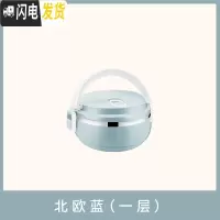 三维工匠不锈钢学生手提饭盒便当盒分格上班族带饭保温桶大容量多层餐盒 蓝色单层-蓝色