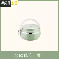 三维工匠不锈钢学生手提饭盒便当盒分格上班族带饭保温桶大容量多层餐盒 绿色单层-绿色