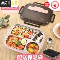 三维工匠304不锈钢饭盒分隔型学生上班族保温便当盒食堂打饭分 北欧粉五格大号2.0(304筷勺+密封盖+保温袋)无汤碗