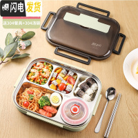 三维工匠304不锈钢保温饭盒学生分隔型上班族便携分格食堂便当餐盒套装 北欧绿五格大号2.0(送304筷勺+304汤碗)