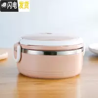 三维工匠多层饭盒保温便当盒不锈钢分隔型餐盒套装上班族大容量手提保温桶 单层(粉色)保温饭盒