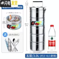 三维工匠多层不锈钢保温饭盒桶分隔型餐盒大容量便携上班食堂便当餐盘分格 5层3.0(送餐具)