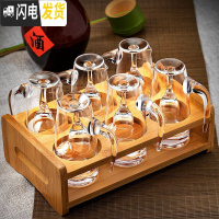 三维工匠创意水晶玻璃白酒杯套装高脚杯厚底杯小脚杯一口杯烈酒杯酒壶 《6壶直身150+6手工杯20》+竹架